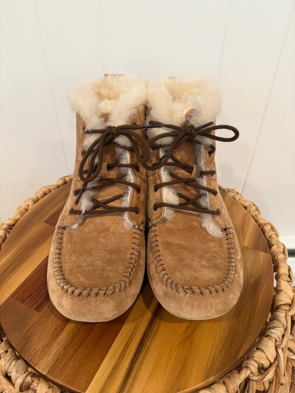 UGG Chestnut Suede Shearling Moccasin Boots